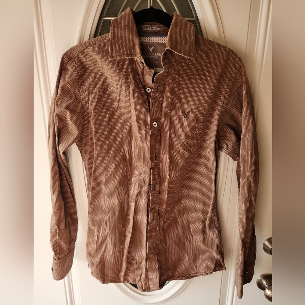 Brown Pinstripe Premium Vintage Fit American Eagle Size Small Petite